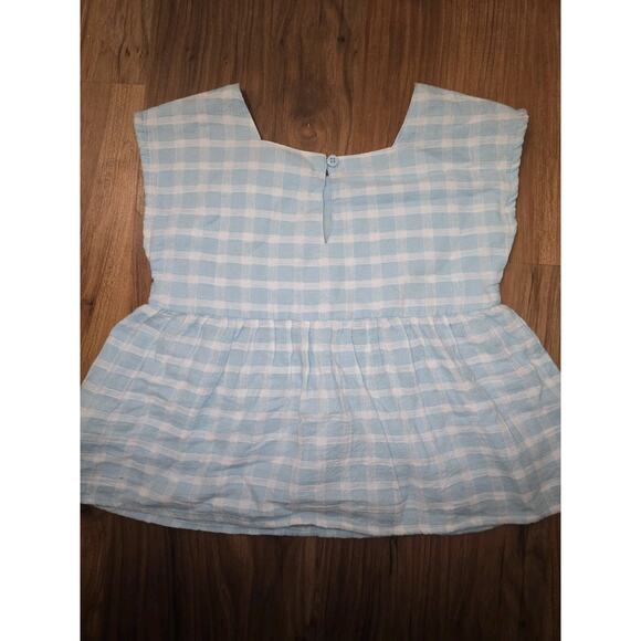 Cat & Jack Tshirt Girls Size 5t Floral Sleeveless Checker Plaid Flair Blue 6394 - Picture 3 of 5